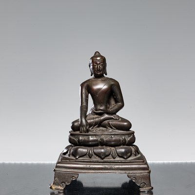 Lot 9 - BUDDHA BRONZE INDIA NALANDA 8TH CENTURY OR POSSIBLY LATER