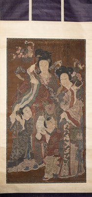 Lot 42 - (R) TWO LADIES WITH CHILDREN CHINESE SCHOOL 19TH CENTURY