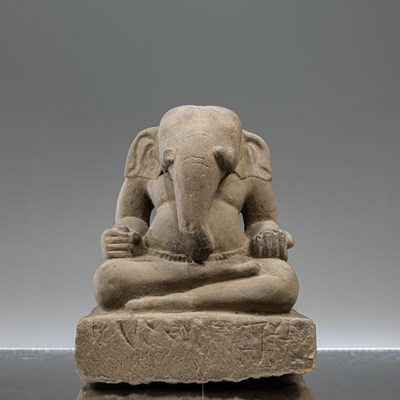 Lot 111 - SEATED SANDSTONE KHMER GANESHA SOUTH-EAST ASIA 13TH CENTURY