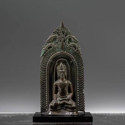 Lot 74 - LOPBURI BRONZE BUDDHA 14TH CENTURY SOUTH-EAST ASIA