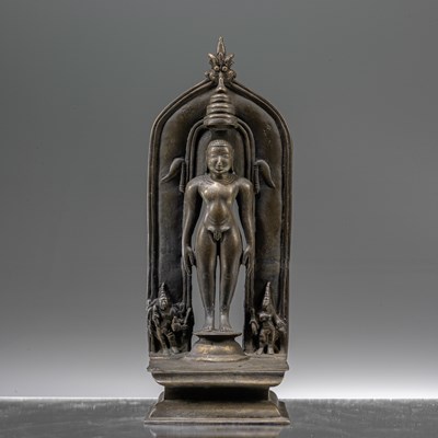 Lot 112 - STANDING BRONZE JAIN INDIA 17TH CENTURY WITH INSCRIPTION