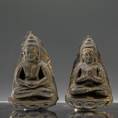 Lot 132 - TWO COPPER GILT BUDDHAS TIBET 18TH CENTURY