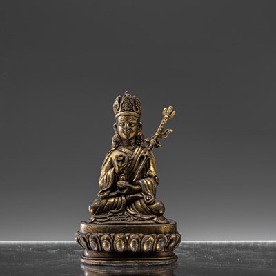 Lot 162 - BRONZE GILT SEATED PADMASAMBHAVA 19TH CENTURY