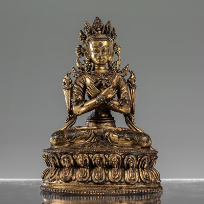 Lot 139 - VAJRADHARA BRONZE GILT NEPAL 16TH CENTURY