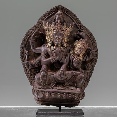 Lot 50 - RARE TANTRIC FORM OF AVALOKITESHVARA BRONZE NEPAL 17TH CENTURY