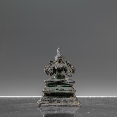 Lot 26 - SEATED BRONZE PARVATI INDIA 14TH CENTURY