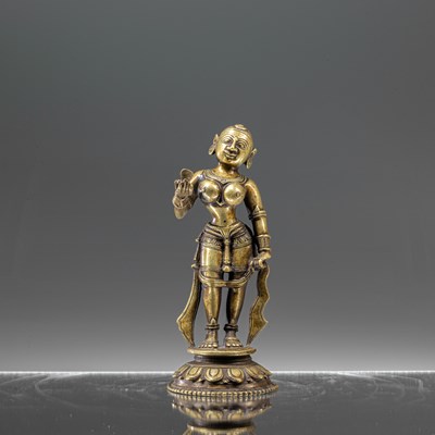 Lot 67 - STANDING DAKINI BRONZE ORISSA INDIA 18TH CENTURY