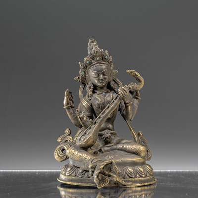 Lot 51 - BRONZE SARASVATI TIBET 19TH CENTURY