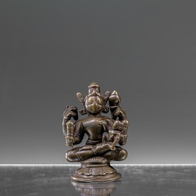 Lot 38 - BRONZE VISHNU AND LAKSHMI INDIA 16TH CENTURY