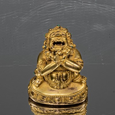 Lot 90 - VERY RARE BRONZE GILT FIGURE OF (VAJRA) DAKA TIBET OR CHINA 19TH CENTURY