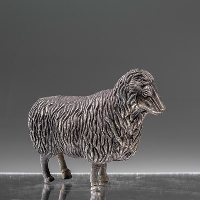 Lot 116 - VERY FINE SILVER SCULPTURE DEPICTING A SHEEP INDIA 19TH CENTURY