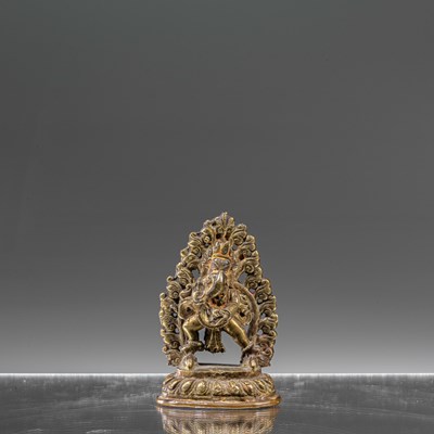 Lot 76 - STANDING BRONZE GANESHA NEPAL 18TH CENTURY