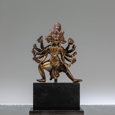 Lot 2 - STANDING PUNCHMUKHI BRONZE FIGURE NEPAL 15TH CENTURY