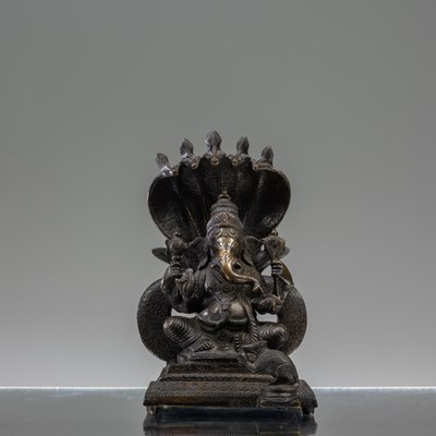 Lot 103 - SEATED BRONZE GANESHA INDIA 19TH CENTURY