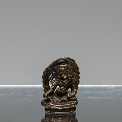 Lot 171 - SEATED BRONZE JAMBHALA NEPAL 15TH CENTURY