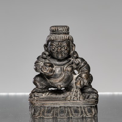 Lot 49 - JAMBHALA BLACK STONE NEPAL 19TH CENTURY