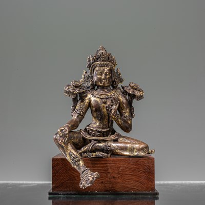 Lot 23 - BRONZE GILT PADMAPANI LOKESHVARA NEPAL 13TH CENTURY