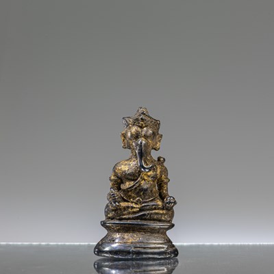 Lot 18 - SEATED SILVER GANESHA CAMBODIA 18TH CENTURY