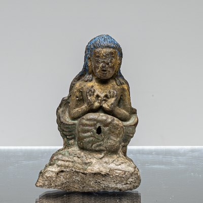 Lot 82 - PADAMPA SANGYE LAMA CLAY FIGURE TIBET 19TH CENTURY