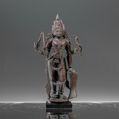 Lot 164 - STANDING SHIVA AS VIRABHADRA BRONZE 18TH CENTURY