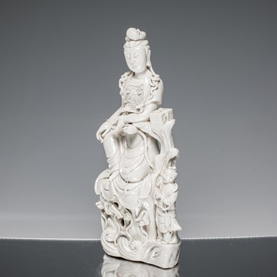 Lot 210 - (R) BLANC DE CHINE FIGURE OF GUANYIN QING DYNASTY AROUND 1800