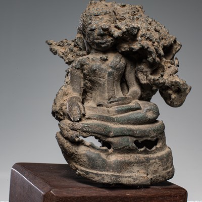 Lot 82 - MISSCAST BRONZE THAILAND BUDDHA CHIANG SAEN STYLE 16TH CENTURY