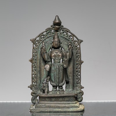 Lot 230 - STANDING BRONZE DURGA INDIA 17TH CENTURY