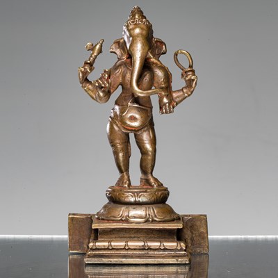 Lot 259 - STANDING BRONZE GANESHA SOUTH INDIA 17TH CENTURY