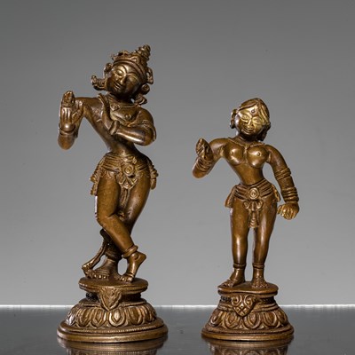 Lot 276 - KRISHNA AND RADA BRONZE INDIA 19TH CENTURY ORISSA