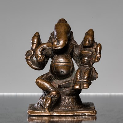 Lot 233 - GANESHA WITH WIFE BRONZE INDIA 18TH CENTURY