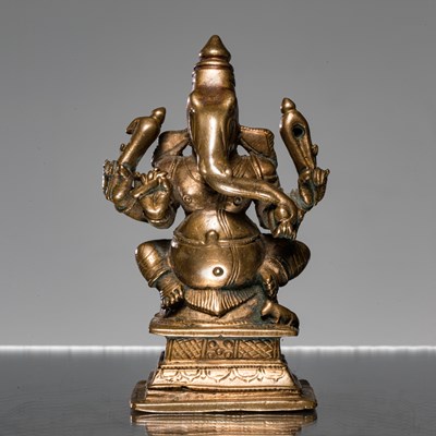 Lot 280 - SEATED GANESHA BRONZE INDIA 16TH CENTURY