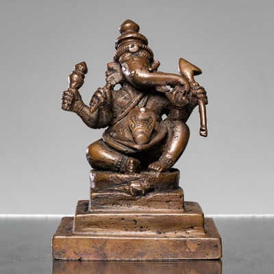 Lot 290 - SEATED GANESHA BRONZE INDIA 19TH CENTURY