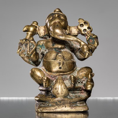 Lot 264 - SEATED GANESHA BRONZE INDIA 19TH CENTURY