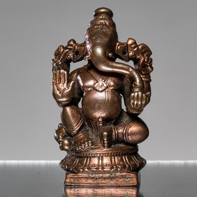 Lot 226 - SEATED GANESHA BRONZE INDIA 18TH CENTURY