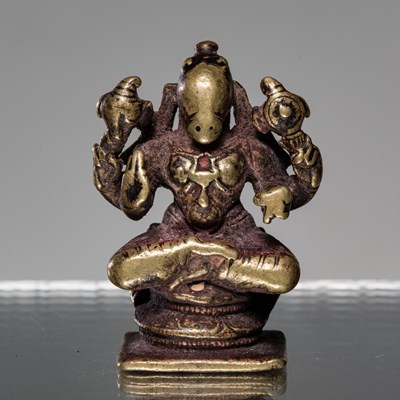 Lot 252 - SEATED HAJAGRIVA BRONZE INDIA 16TH CENTURY