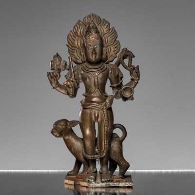 Lot 260 - STANDING BHAIRABA BRONZE INDIA 19TH CENTURY