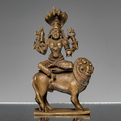 Lot 287 - SEATED BRONZE DURGA INDIA 19TH CENTURY