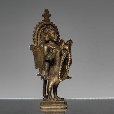 Lot 229 - SARASWATI ON A SWAN BRONZE INDIA 19TH CENTURY