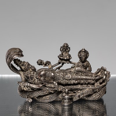 Lot 243 - INCLINING VISHNU SILVER INDIA 18TH CENTURY