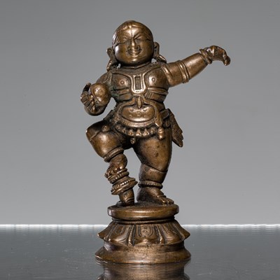 Lot 231 - DANCING KRISHNA BRONZE INDIA 18TH CENTURY