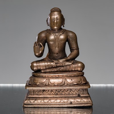 Lot 281 - SEATED SAINT BRONZE INDIA 16TH CENTURY