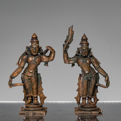 Lot 258 - SHIVA AND PARVATI BRONZE INDIA 19TH CENTURY