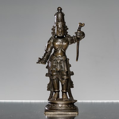 Lot 242 - STANDING RAMA WITH BOW BRONZE INDIA 19TH CENTURY