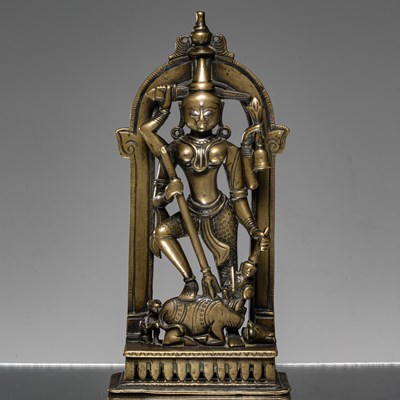 Lot 274 - STANDING BRONZE DURGA INDIA 17TH CENTURY