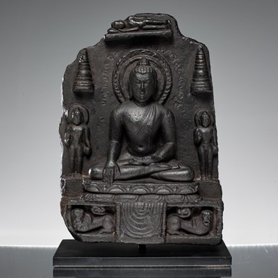 Lot 227 - SEATED BLACK STONE BUDDHA INDIA 12TH CENTURY