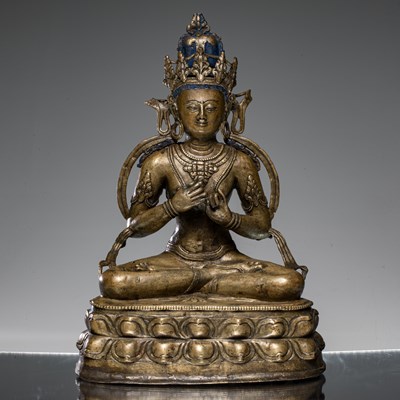 Lot 45 - BUDDHA VAIROCANA BRONZE TIBET 15TH CENTURY