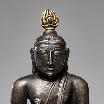 Lot 74 - SEATED BUDDHA SRI LANGKA SILVER 13TH CENTURY