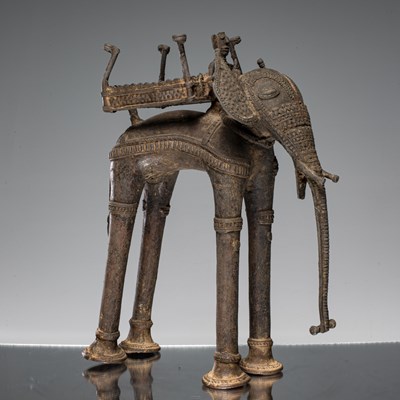 Lot 297 - STANDING BRONZE ELEPHANT INDIA 18TH CENTURY