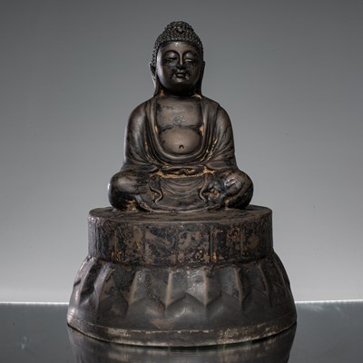 Lot 306 - SEATED BRONZE BUDDHA JAPAN 19TH CENTURY