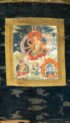 Lot 25 - THANGKA DEPICTING VASUDHARA TIBET 18TH TO 19TH CENTURY